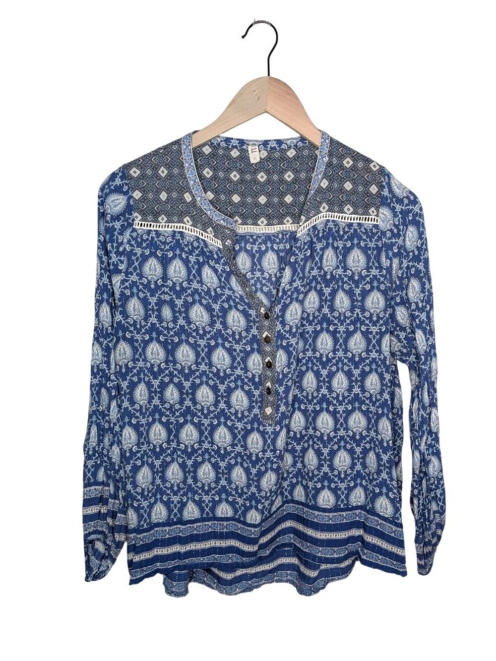 Spell and the Gypsy Collective Blue Boho Long Sleeve Tunic Medium